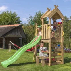 Legetårn Jungle Gym Teepee m/ grøn rutschebane
