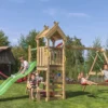 Legetårn Jungle Gym Teepee m/2-Swing Module 200 og grøn rutschebane
