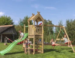 Legetårn Jungle Gym Teepee m/2-Swing Module 200 og grøn rutschebane