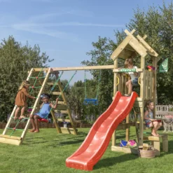 Legetårn Jungle Gym Totem m/2-Climb Module 200 og rød rutschebane