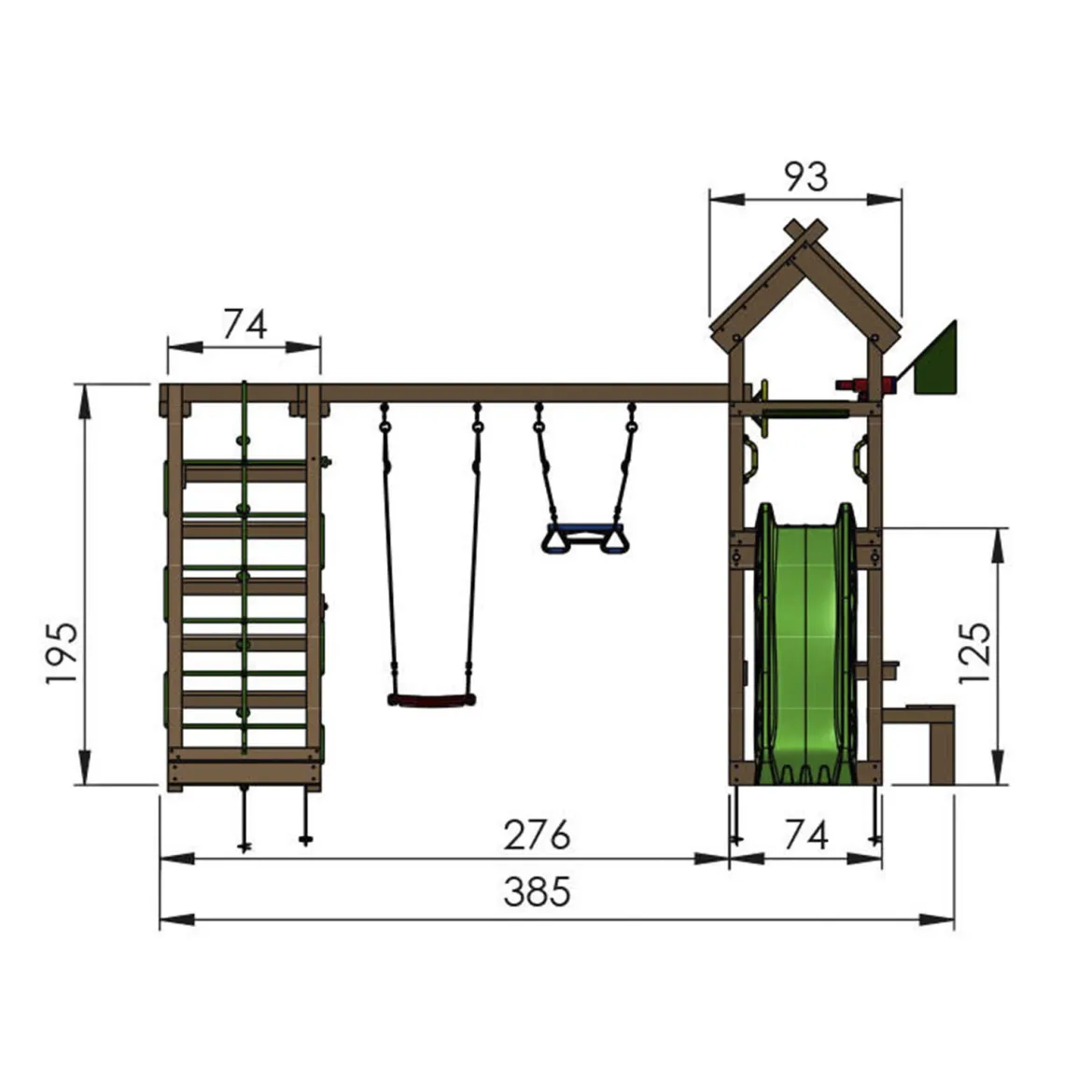 Legetårn Jungle Gym Totem m/2-Climb Module 200 og rød rutschebane