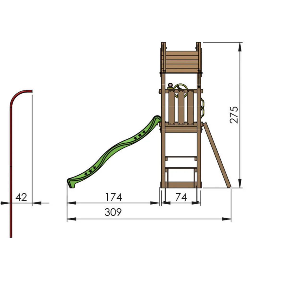 Legetårn Jungle Gym Totem m/rød rutschebane