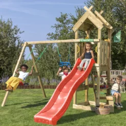 Legetårn Jungle Gym Totem m/2-Swing Module 200 og rød rutschebane