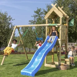 Legetårn Jungle Gym Totem w/2-Swing Module 200 og blå rutschebane