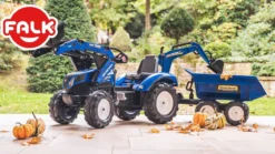 New Holland pedaltraktor med rendegraver inkl. vogn