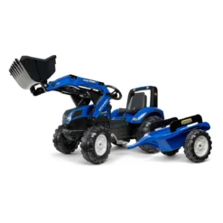 New Holland pedaltraktor med frontlæsser inkl. vogn