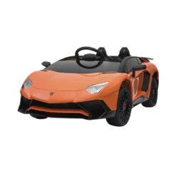 NORDIC PLAY Speed elbil Lamborghini Aventador med EVA hjul og lædersæde, 12V, Orange