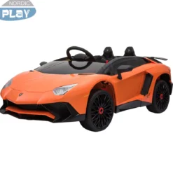 NORDIC PLAY Speed elbil Lamborghini Aventador med EVA hjul og lædersæde, 12V, Orange