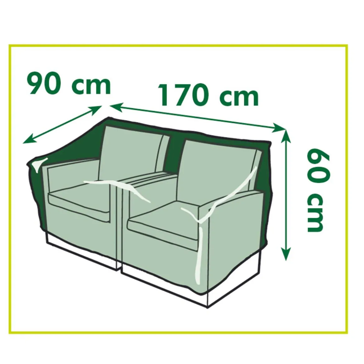 Overtræk til 2 have loungestole H60 x 170 x 90 cm