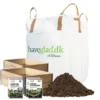 Pakke til 2 højbede med 4 natur pallerammer, 2 vækstdug, 2 ukrudtsdug og 1 bigbag med 1000 liters højbedsmuld