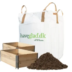 Pakke til 2 højbede med 4 natur pallerammer og 1 bigbag med HG højbedsmuld