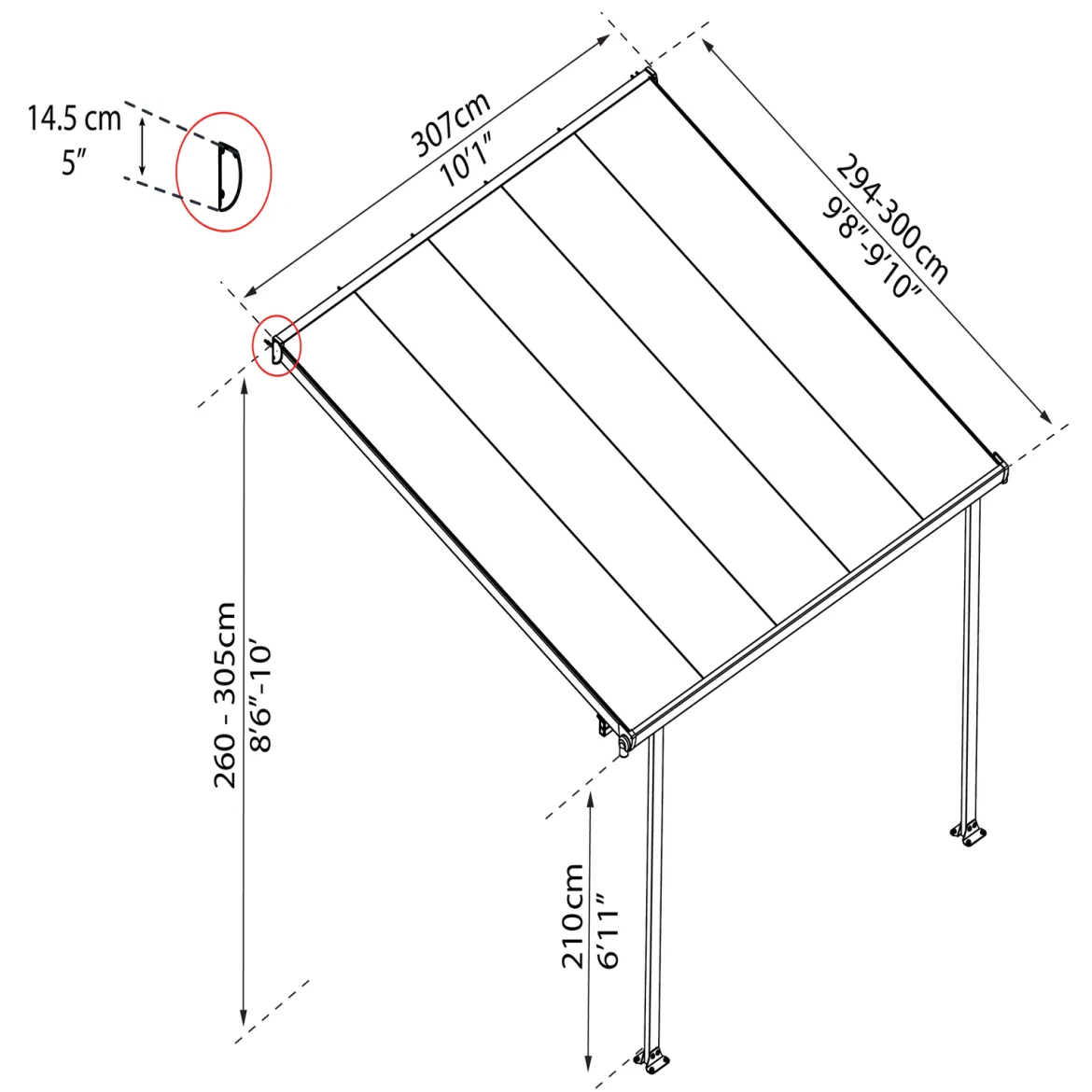 Palram - Canopia Feria terrasseoverdækning 9 m2, hvid