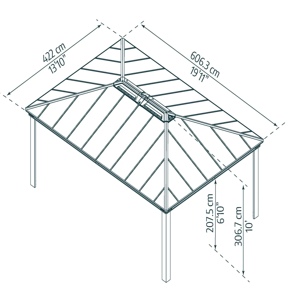 Palram - Canopia havepavillon Dallas 4,2 x 6 meter antracitgrå