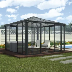 Palram - Canopia Ledro 3000 lukket havepavillon, antracitgrå
