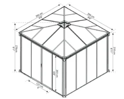 Palram - Canopia Ledro 3000 lukket havepavillon, antracitgrå