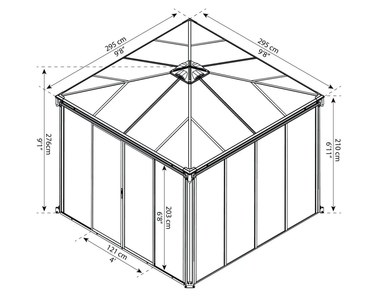 Palram - Canopia Ledro 3000 lukket havepavillon, antracitgrå
