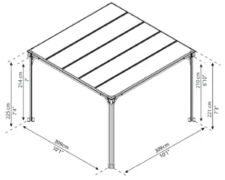 Palram - Canopia Milano pavillon 3000, antracitgrå