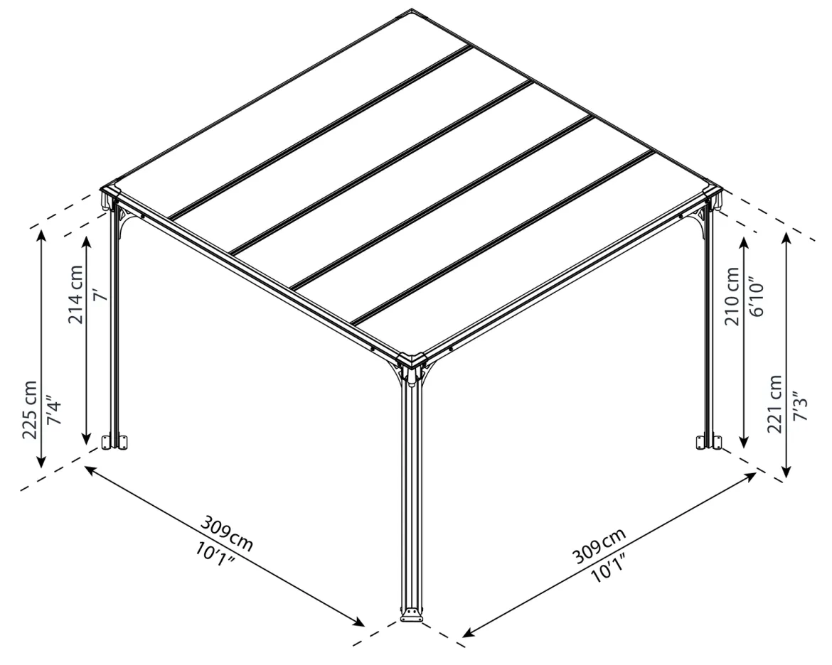 Palram - Canopia Milano pavillon 3000, antracitgrå