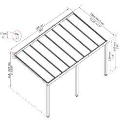 Palram - Canopia STOCKHOLM terrasseoverdækning 3,4x5,9m antracitgrå