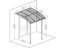 Palram - Canopia Vega 2000 dørbaldakin / terrasseoverdækning, grå