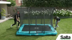 Salta Trampolin First Class rektangulær 366x214 cm, sort inkl. stige & sikkerhedsnet