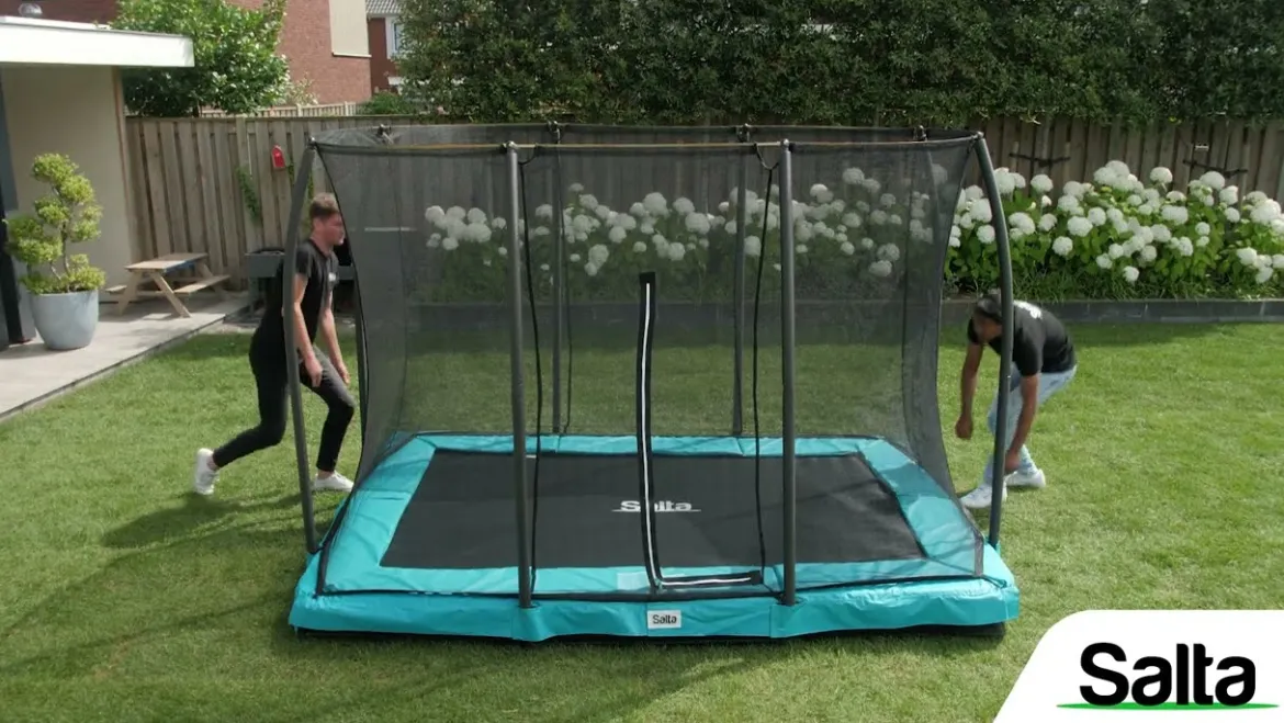 Salta Trampolin First Class rektangulær 366x214 cm, sort inkl. stige & sikkerhedsnet