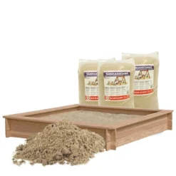 Sandkasse i lærketræ inkl. 240 kg sand - 150 x 150 cm