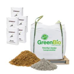 Støbepakke: 1000 kg murersand 0-2 mm + 125 kg cement 42,5